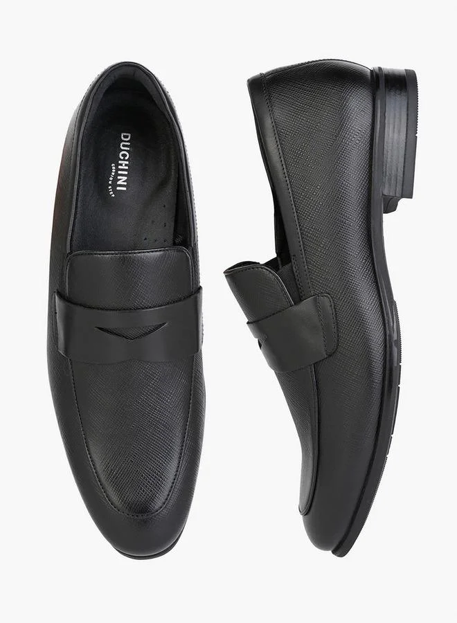 دوتشيني Men Textured Leather Loafers